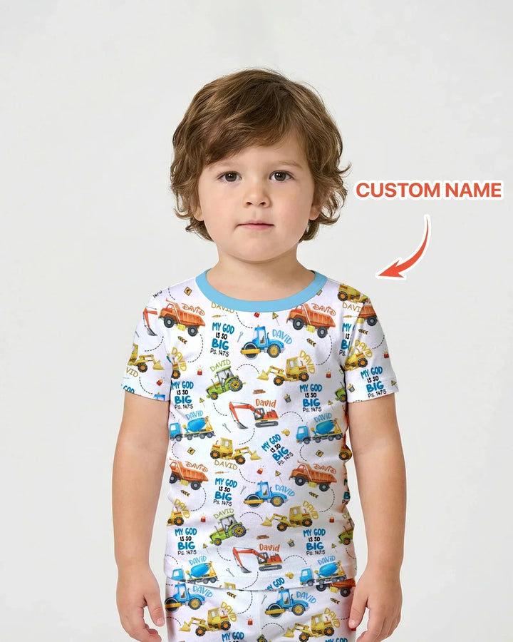 My God Is So Big Custom Name Bamboo Two Piece Short Sleeve Pajama Set
