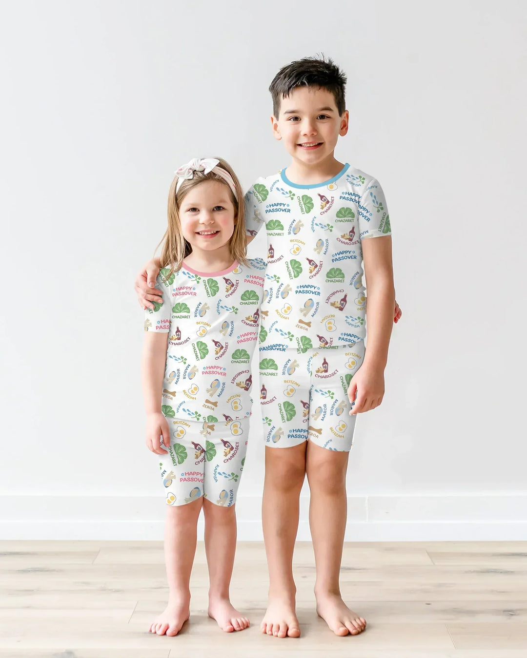 Happy Passover Matching Family Bamboo Two Piece Short Sleeve Shorts Pajama Set