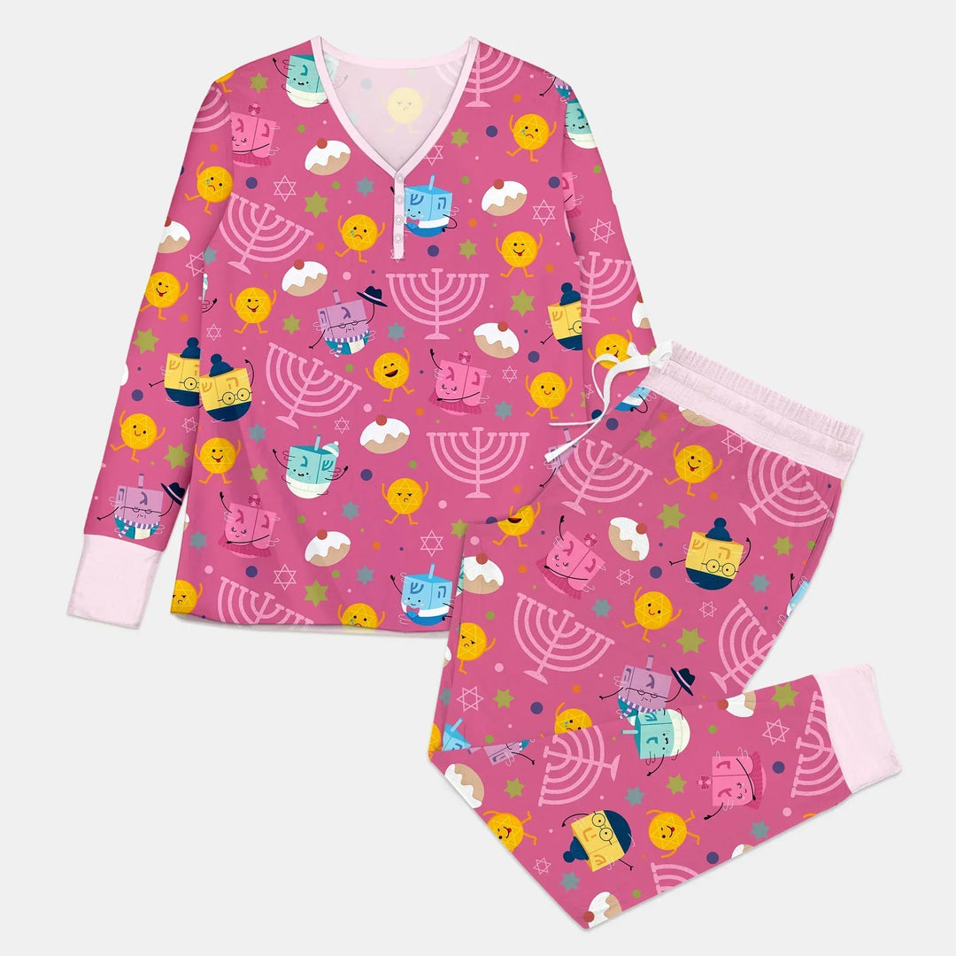 Hanukkah Little Dreidel Family Bamboo Women Pajama Set