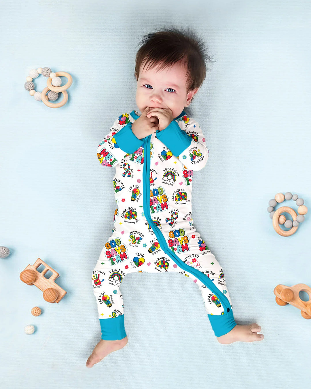 God Says I Am Autism Awareness Bamboo Convertible Zippy
