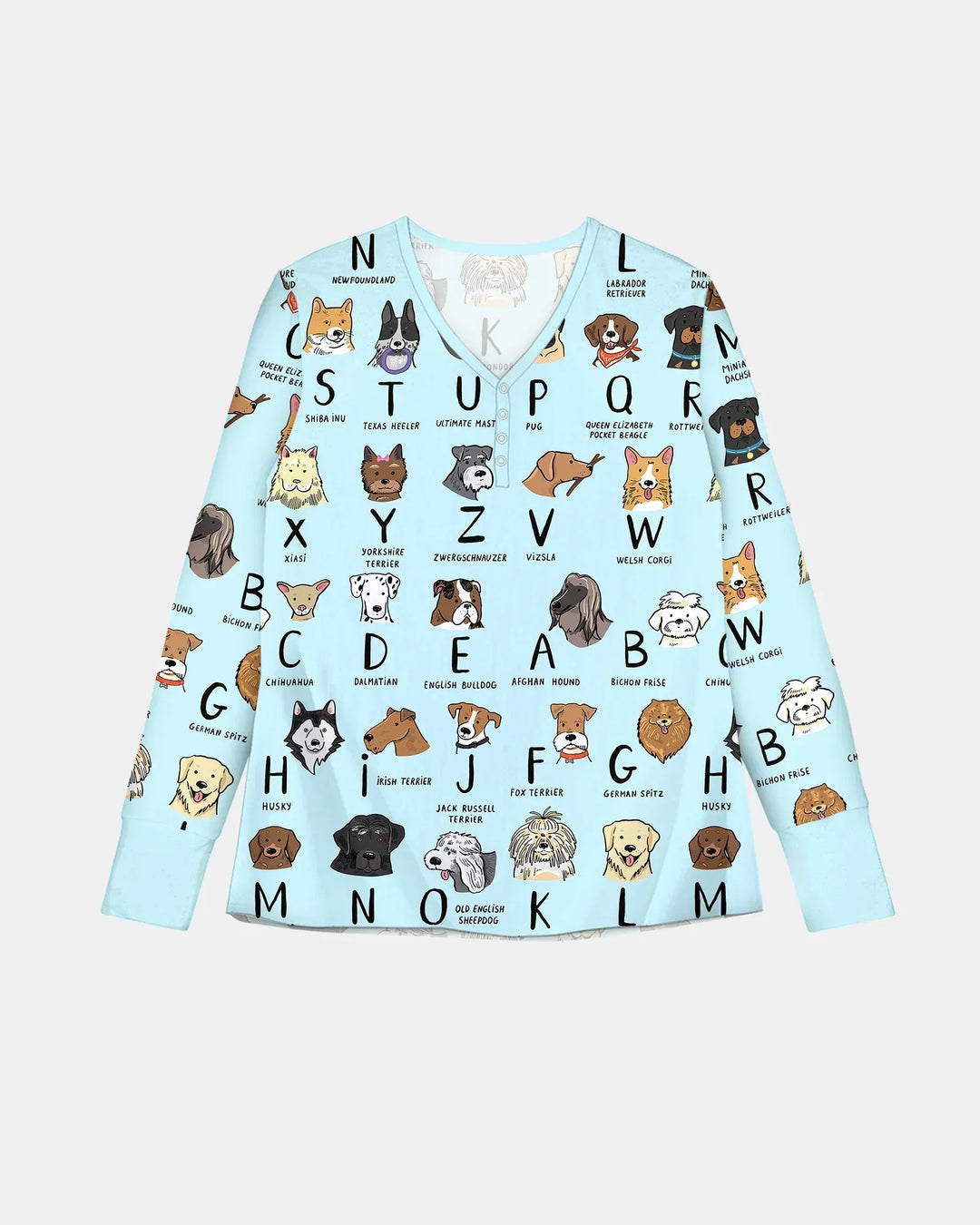 Funny Dogs Alphabet Bamboo Women Pajama Set