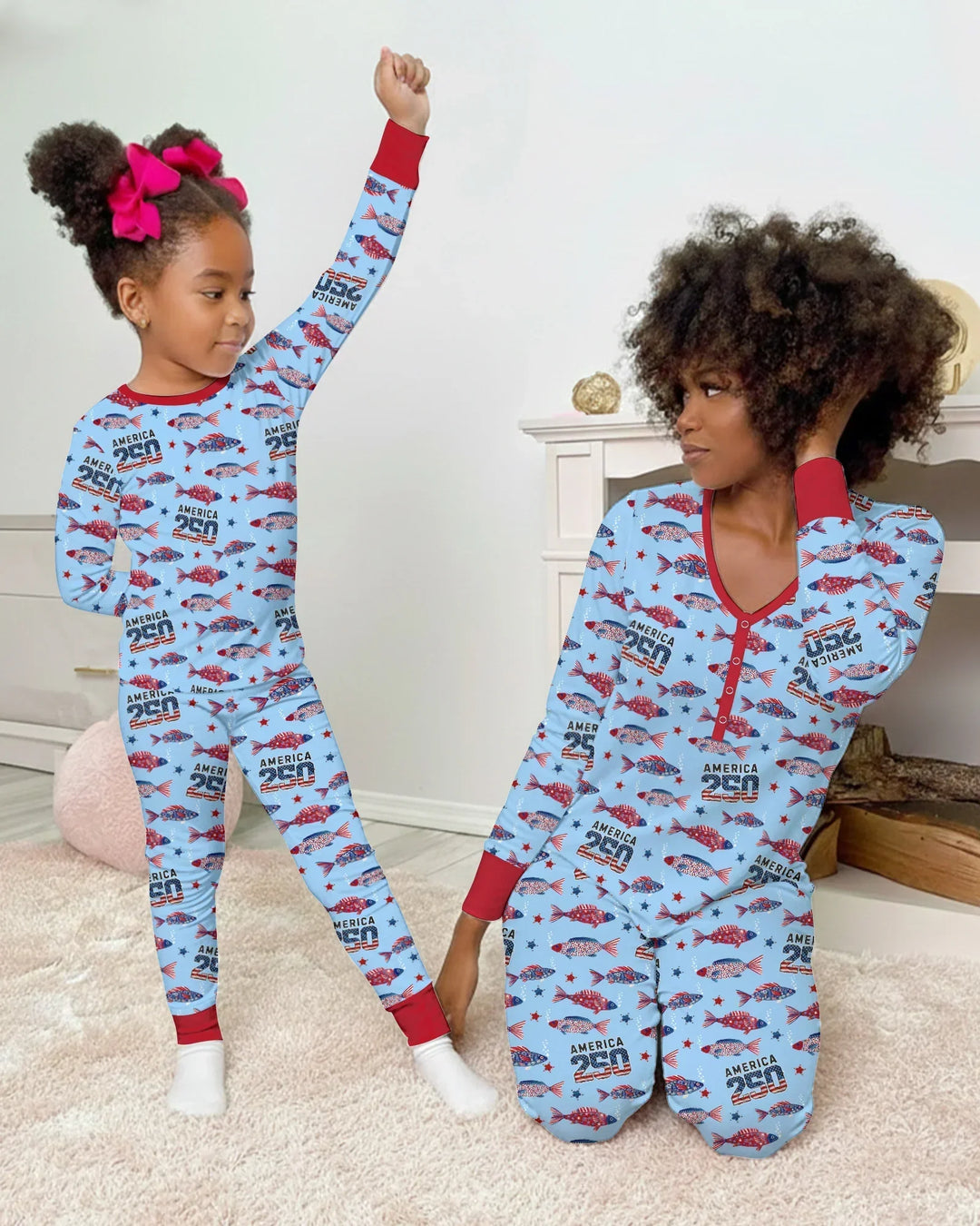 Stars and Stripes Fish Bamboo Women Pajama Set