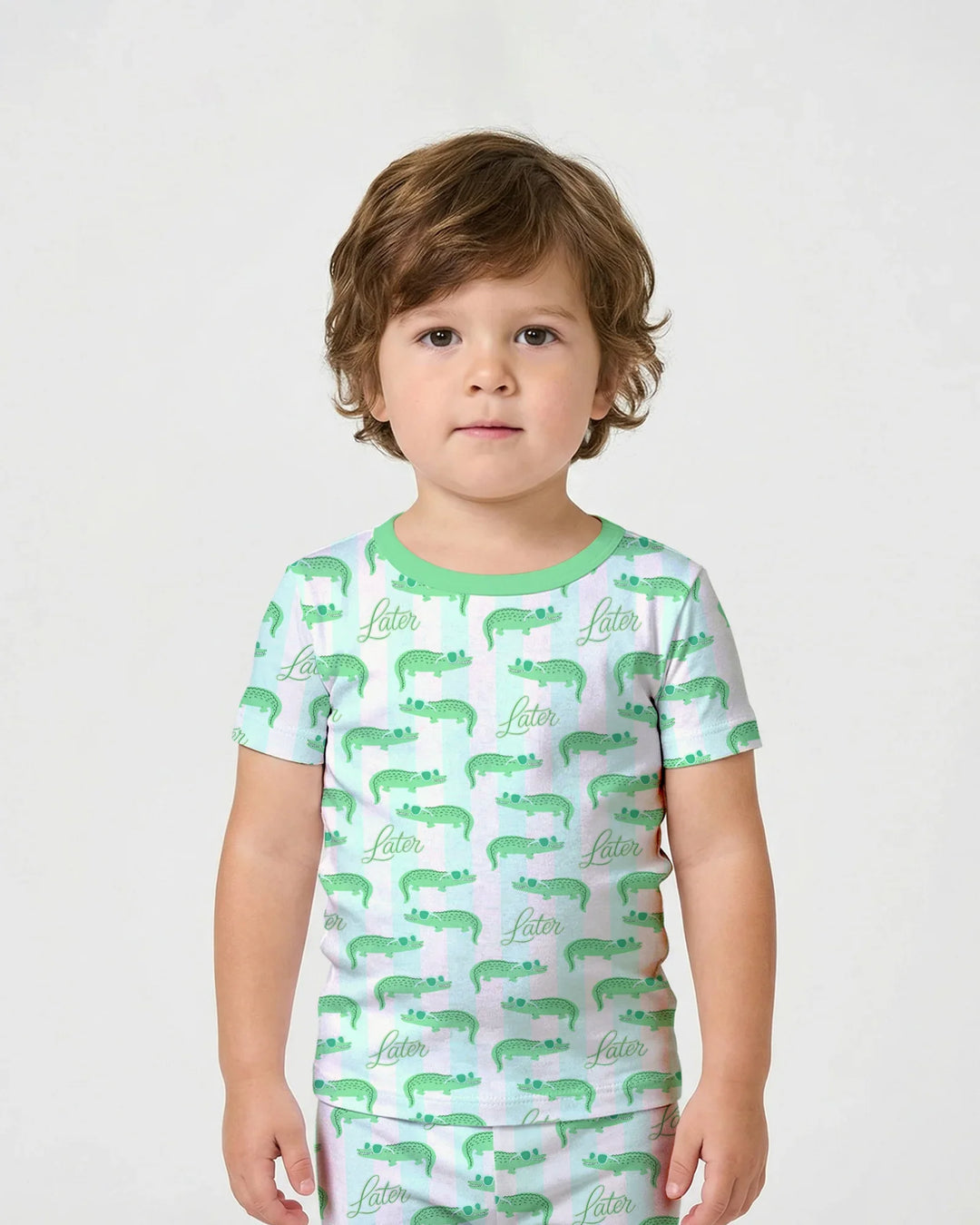 Later Gator Bamboo Two Piece Short Sleeve Shorts Pajama Set