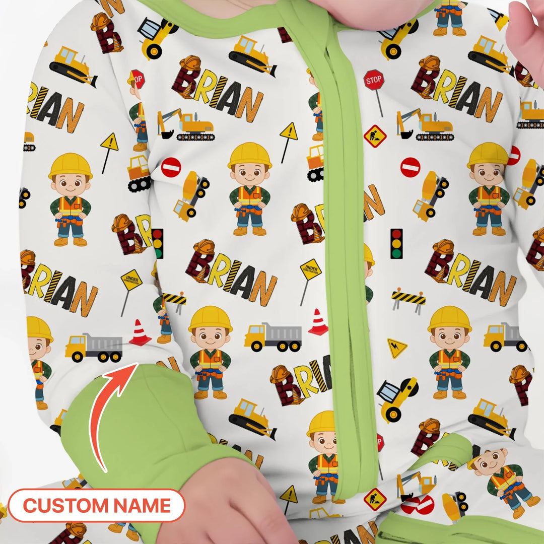 Custom Name Doodle Little Builder Bamboo Convertible Zippy