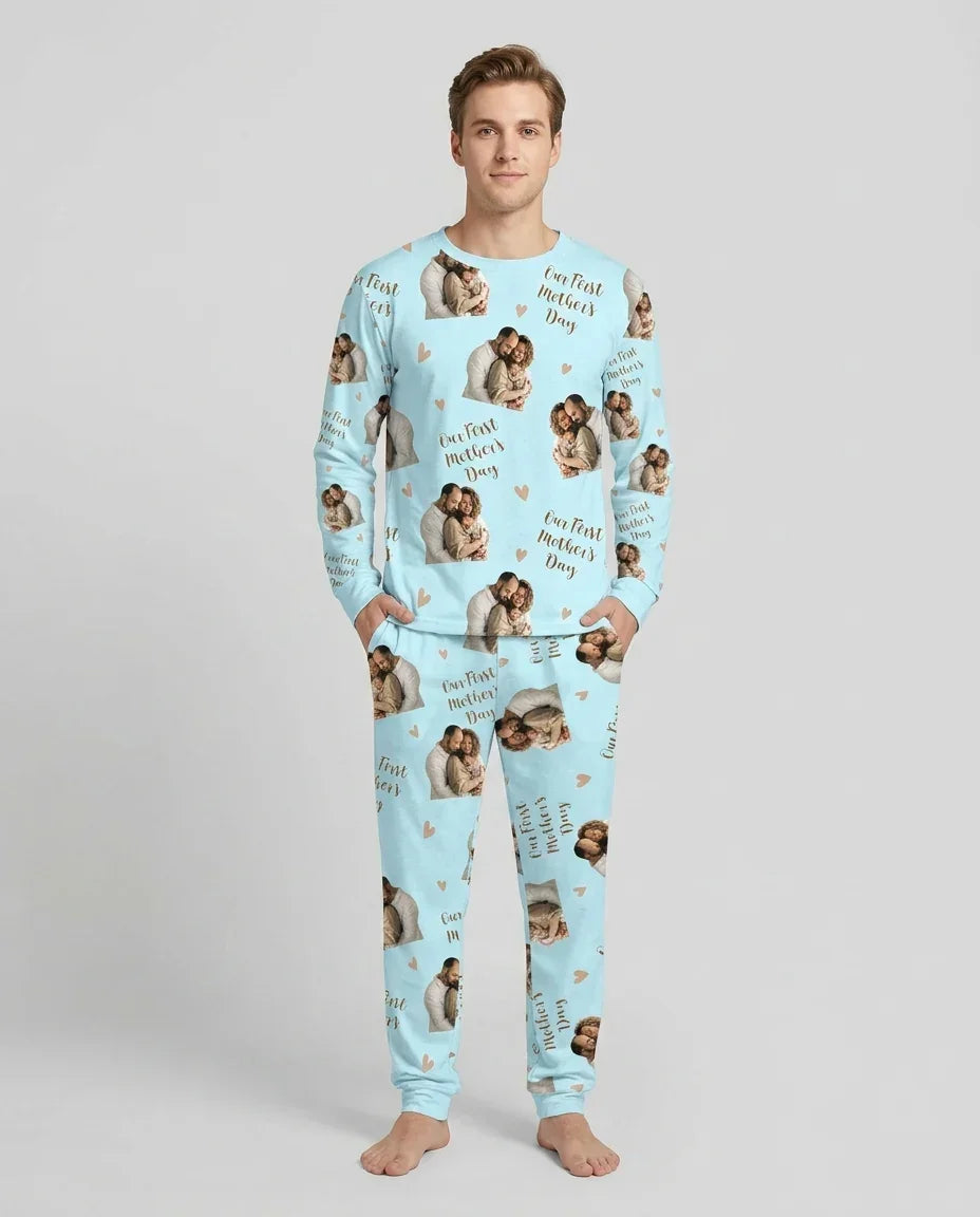 Custom Photo Our First as Parents Bamboo Men's Pajama Set