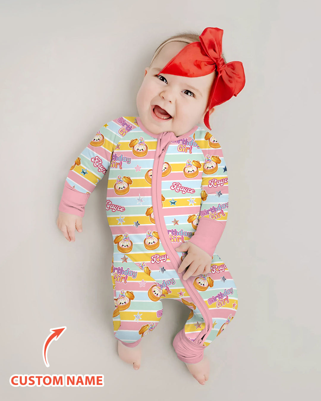 Custom Dumpling Birthday Girl  Bamboo Convertible Zippy