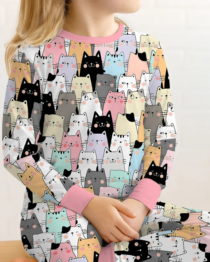Purrfect Crowd Bamboo Two Piece Long Sleeve Pajama Set