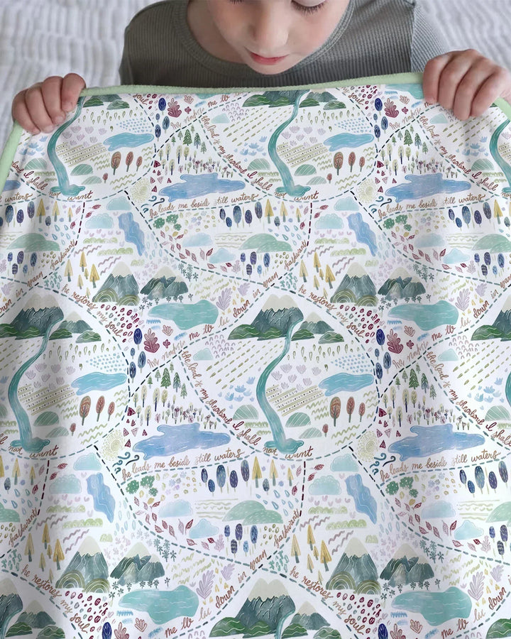 Whimsical Psalms 23 Map Bamboo Blanket