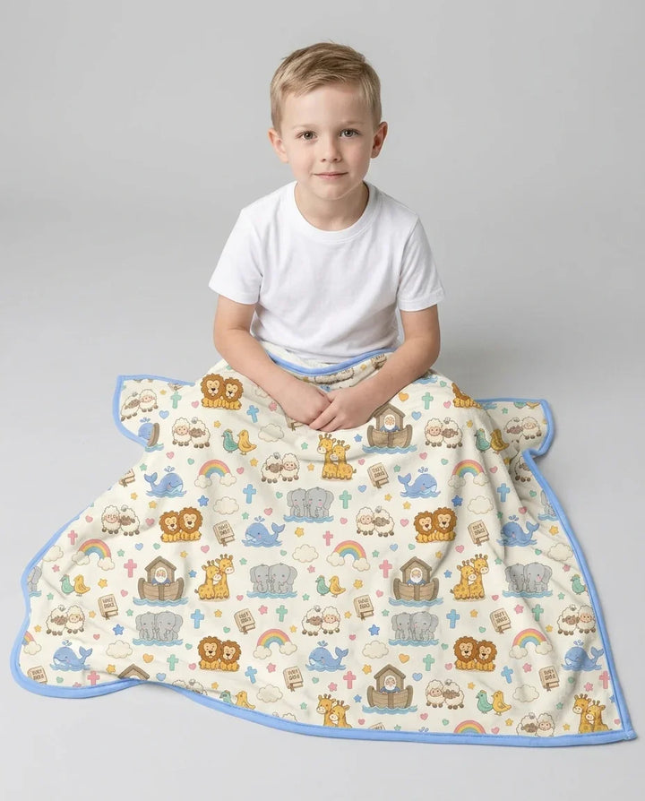 Noah's Ark Jesus Loves Me Bamboo Blanket