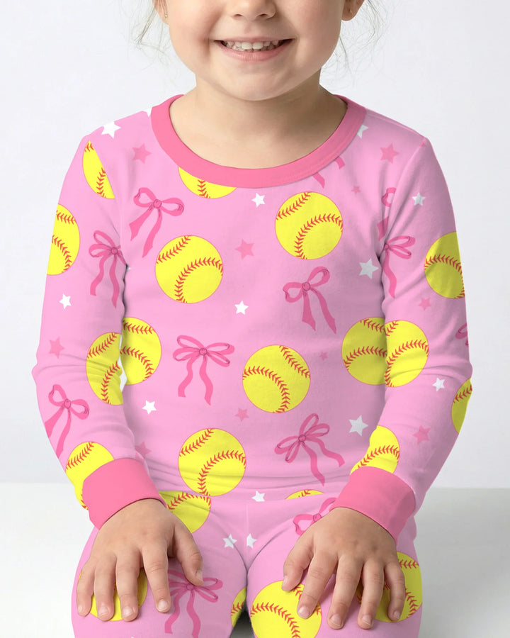 Softball Lovers Bamboo Two Piece Long Sleeve Pajama Set