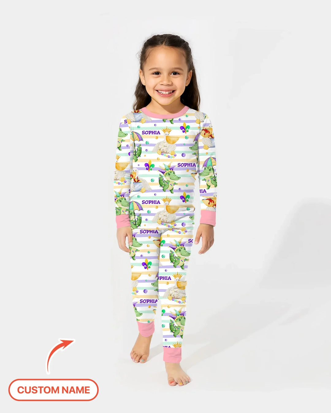 Happy Mardi Gras Adventure Family Matching Bamboo Two Piece Long Sleeve Pajama Set