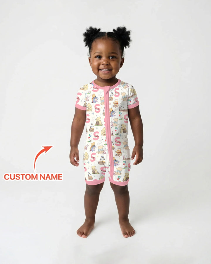 Honey Bear Monogram Bamboo Shorty Zippy