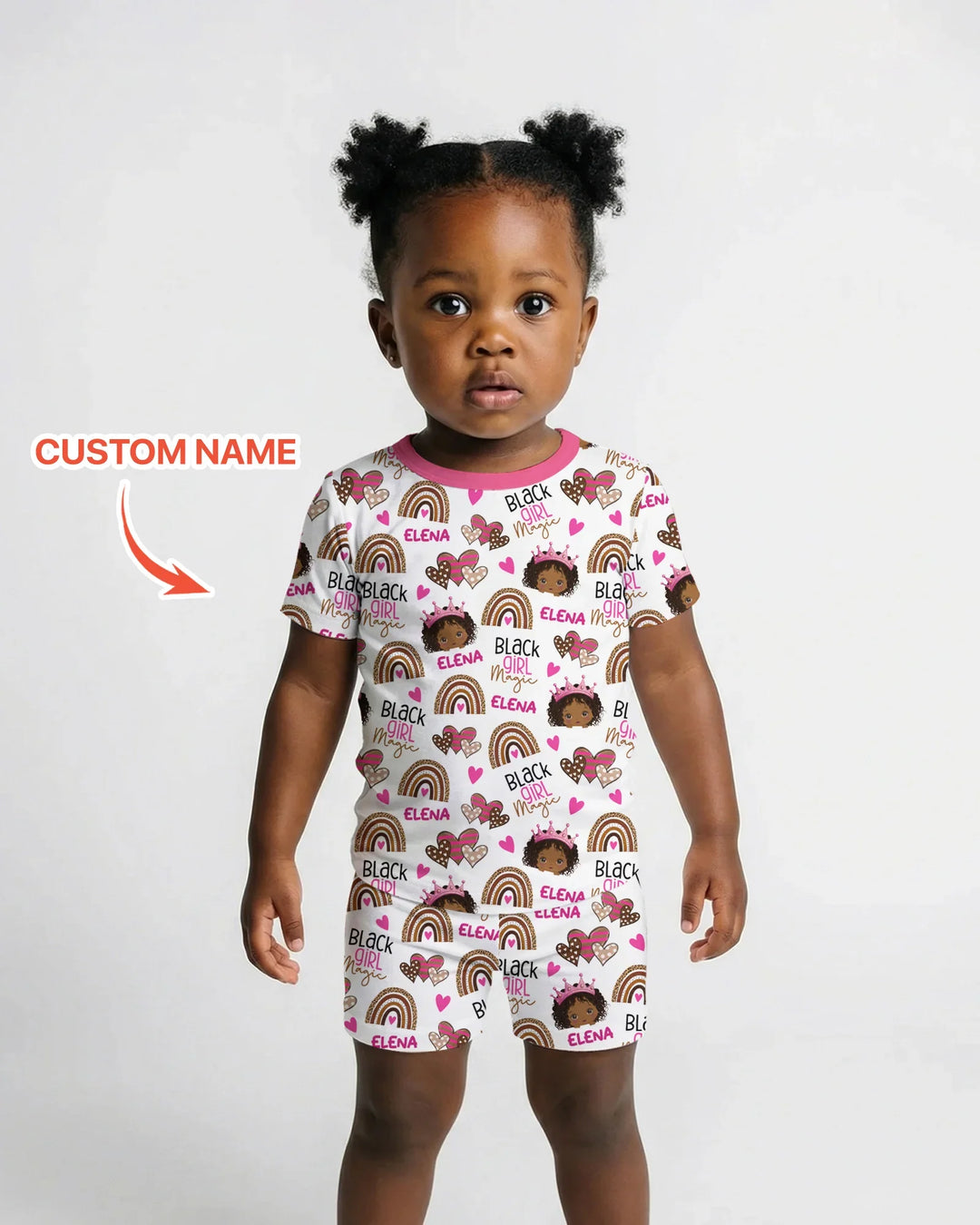 Custom Name Black Girl Magic Bamboo Two Piece Short Sleeve Shorts Pajama Set