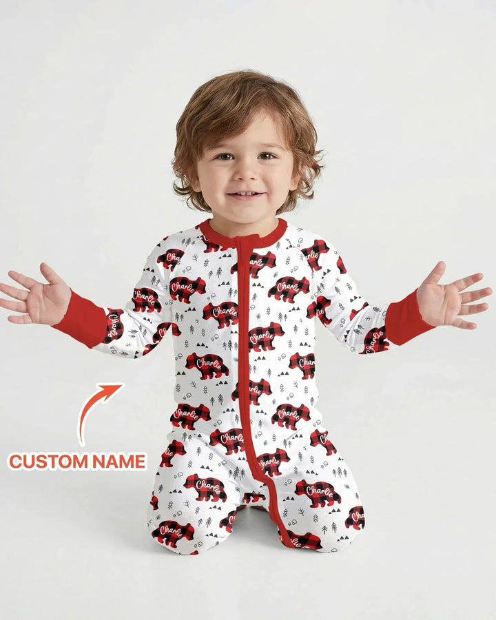 Custom Name Family Bear Matching Bamboo Convertible Zippy