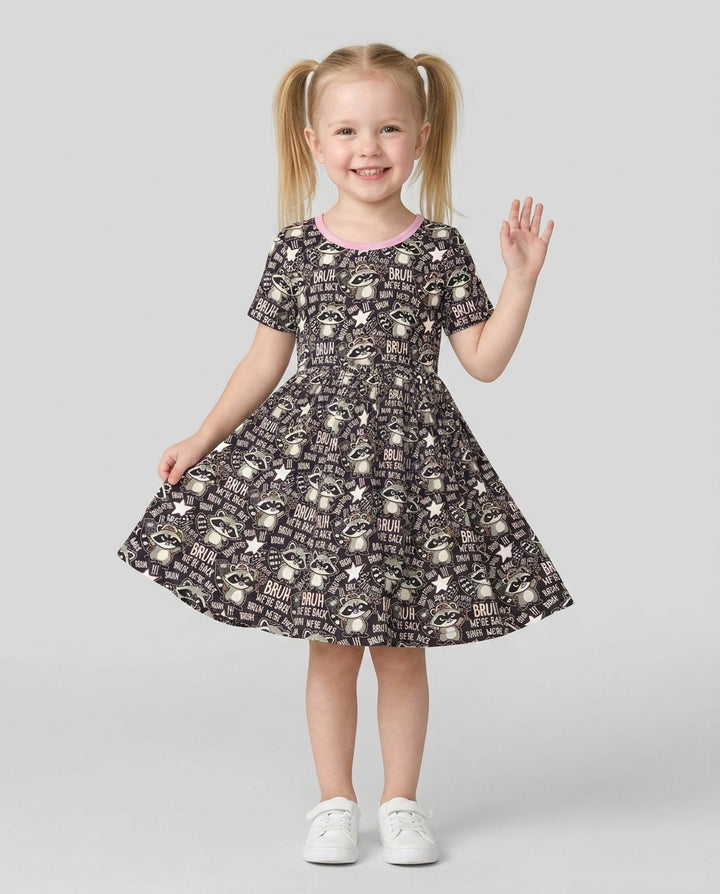 Bruh We're Back Raccoon Bamboo Twirl Dress