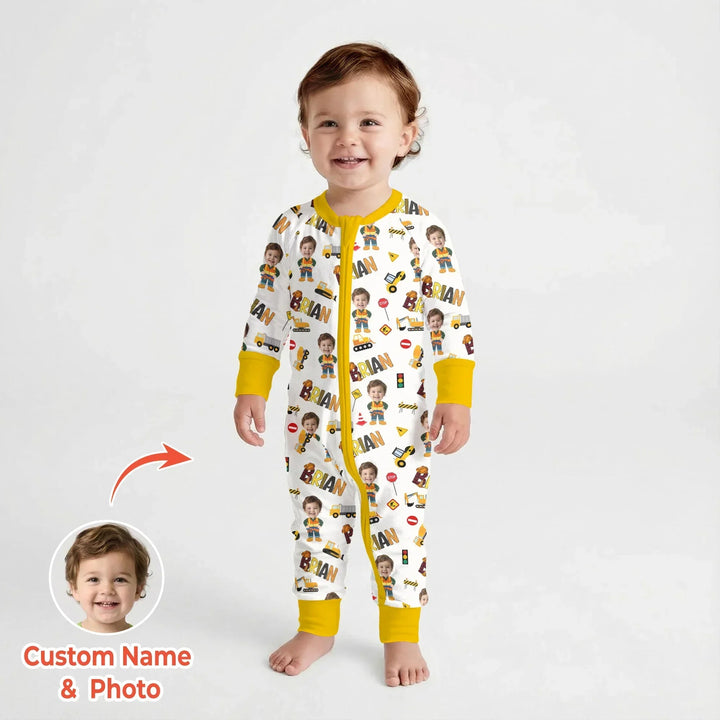 Custom Photo Doodle Little Builder Bamboo Convertible Zippy