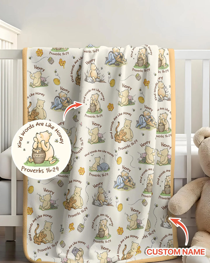 Kind Words Are Like Honey Custom Name Bamboo Blanket