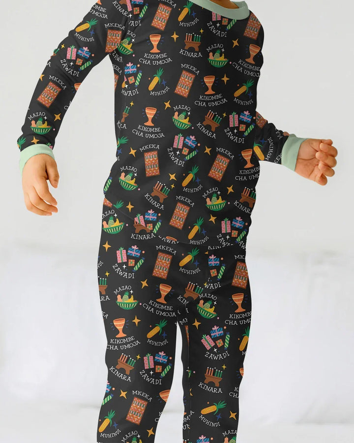 Kwanzaa Spirit Bamboo Two Piece Long Sleeve Pajama Set