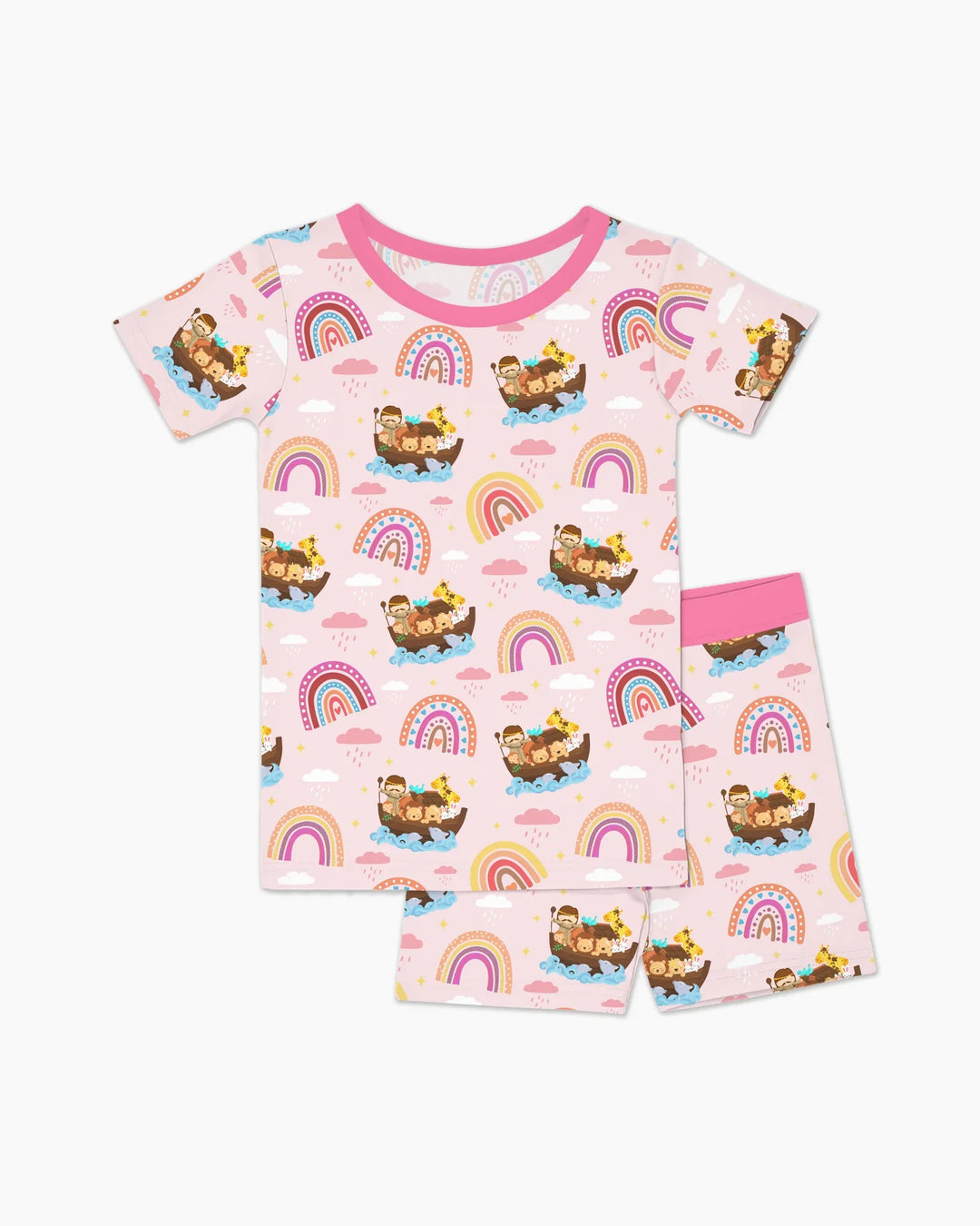 Noah’s Ark & God’s Rainbow Promise Two Piece Short Sleeve Shorts Pajama Set