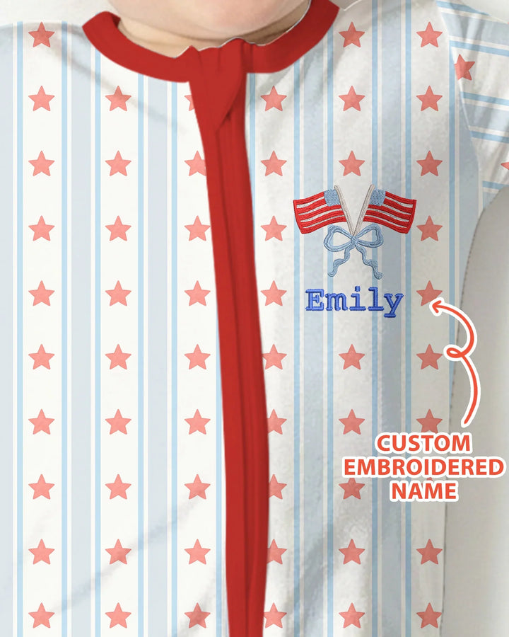 Custom Embroidered First 4th Of July Baby Bamboo Convertible Zippy