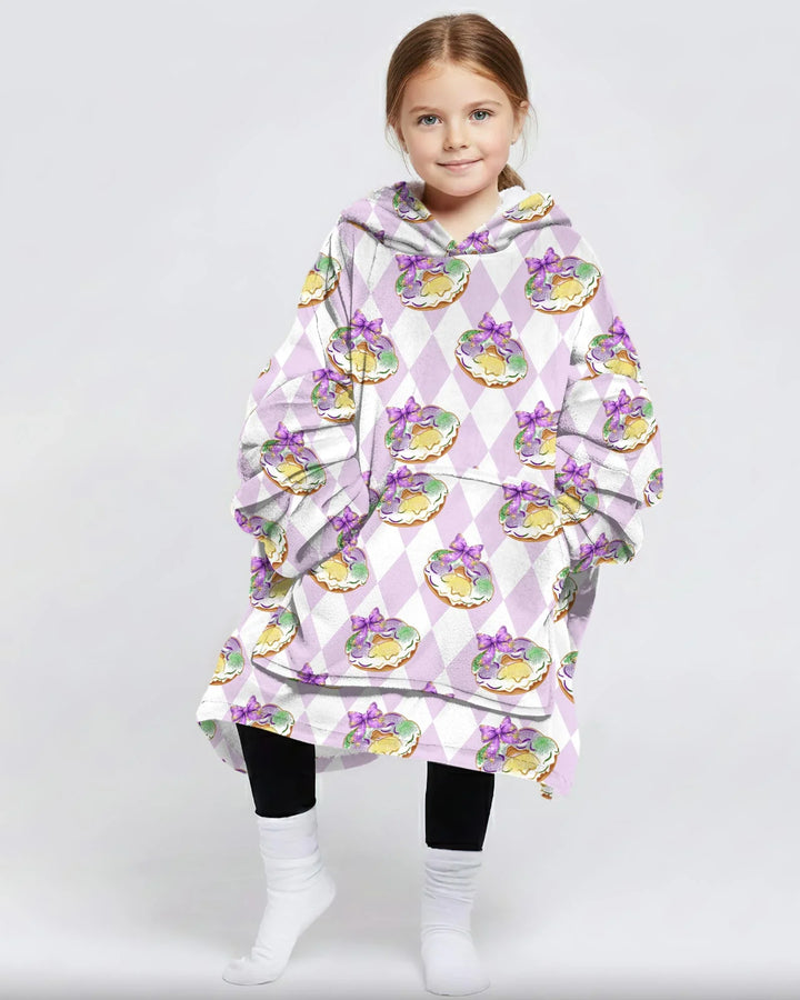 Mardi Gras Donut Wearable Bamboo Blanket Hoodie