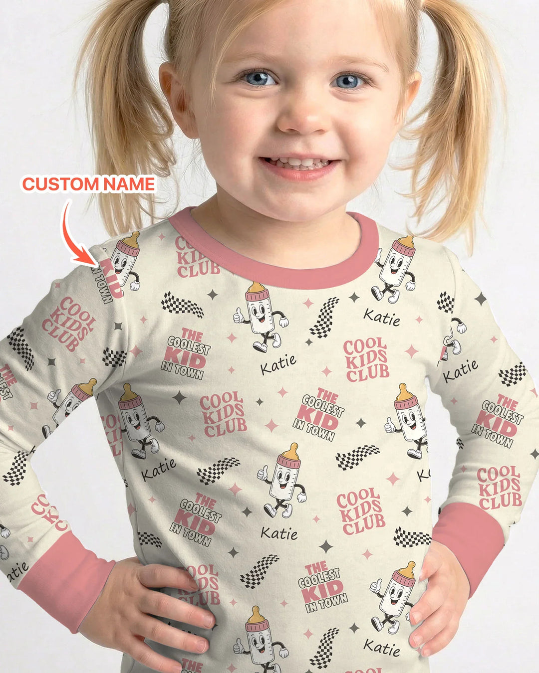 Custom Name Cool Club Daddy & Me Matching Bamboo Two Piece Long Sleeve Pajama Set