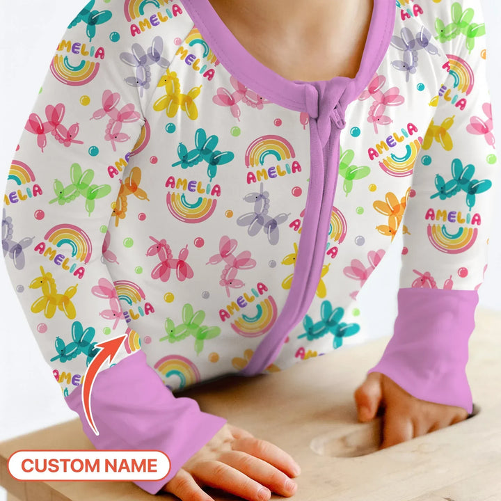 Sweet Balloon Dreams Custom Name Bamboo Convertible Zippy