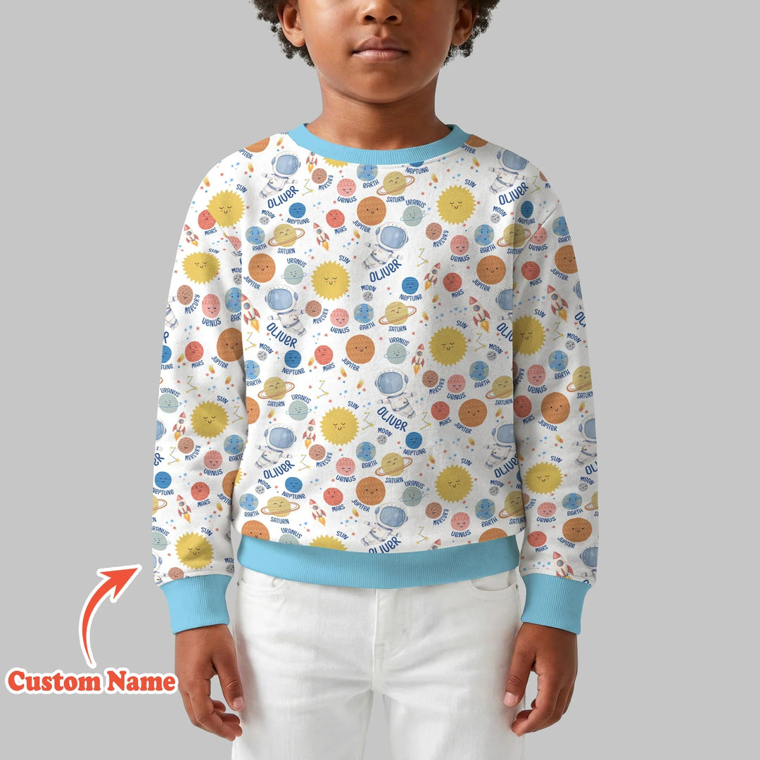 Custom Name Little's Kid into Universer Bamboo Crewneck Sweatshirt