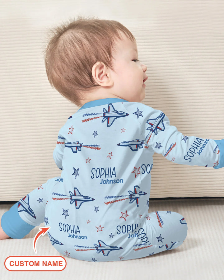 Patriotic American Flag Jet Fighter Bamboo Convertible Zippy
