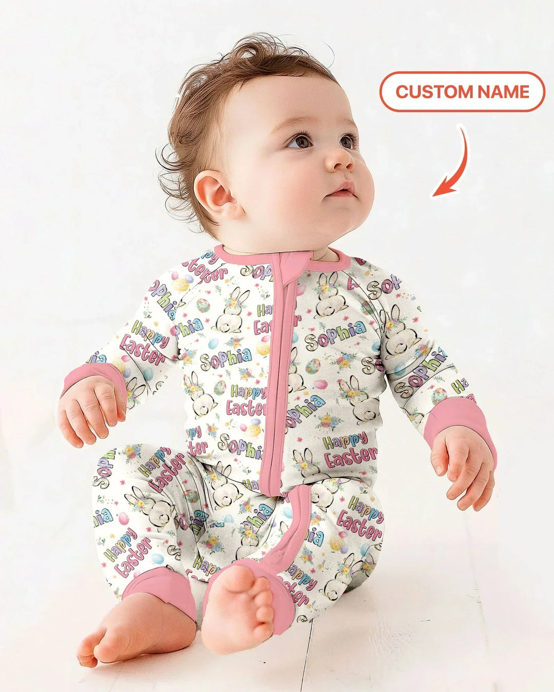 Personalized Happy Easter Bunny Bamboo Convertible Zippy