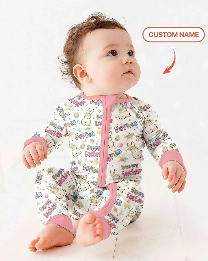 Personalized Happy Easter Bunny Bamboo Convertible Zippy