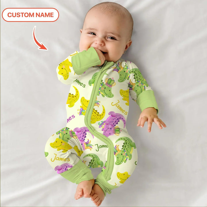 Custom Name Mardi Gras Alligator Bamboo Convertible Zippy