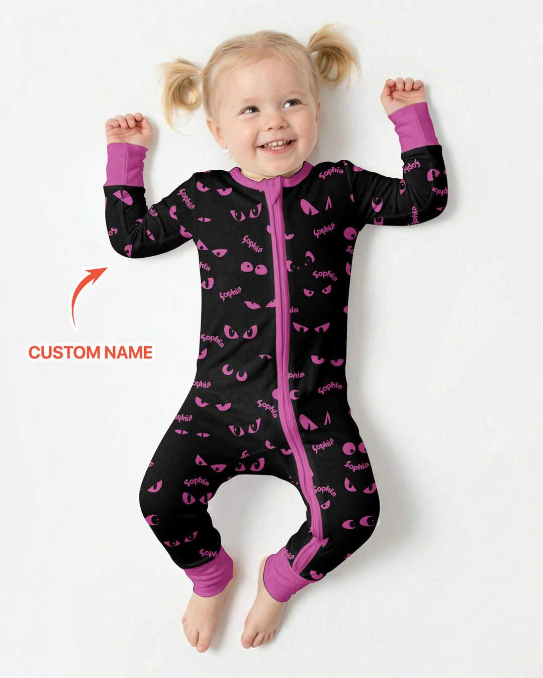 Custom Name Halloween Spooky Cat Eyes -  Personalized Convertible Zippy