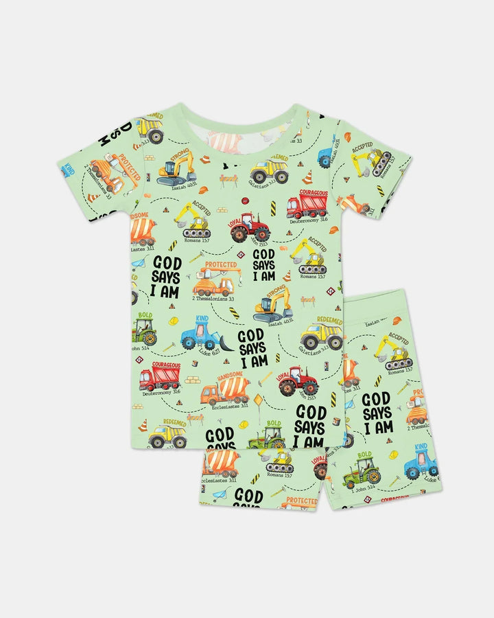 God Says I Am Boy Bamboo Two Piece Short Sleeve Shorts Pajama Set