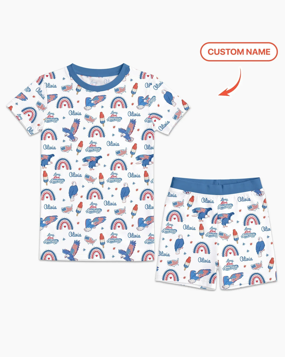 Long Live America Bamboo Two Piece Short Sleeve Shorts Pajama Set