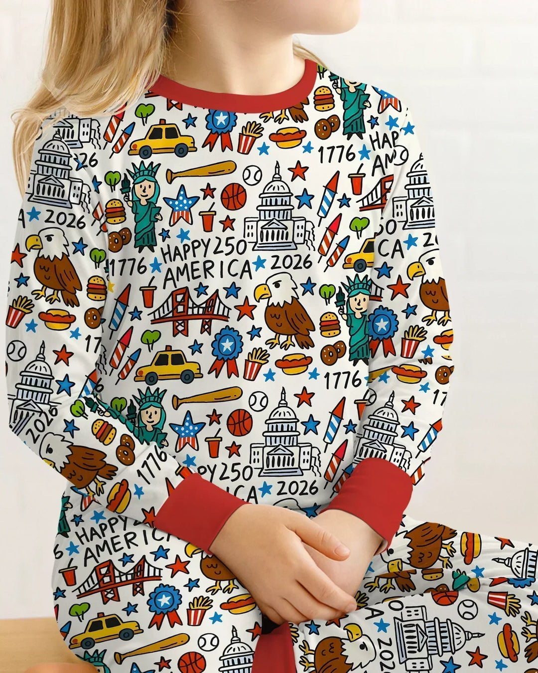 Doodle America 250th Anniversary Family Bamboo Two Piece Long Sleeve Pajama Set