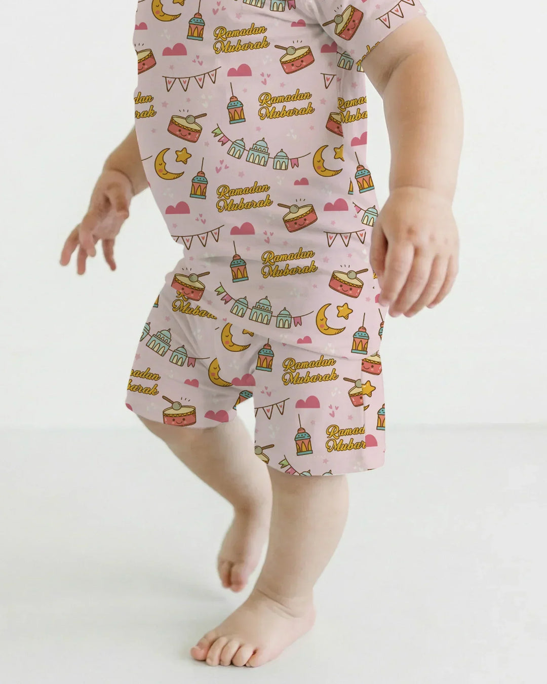 Ramadan Mubarak Bamboo Two Piece Short Sleeve Shorts Pajama Set