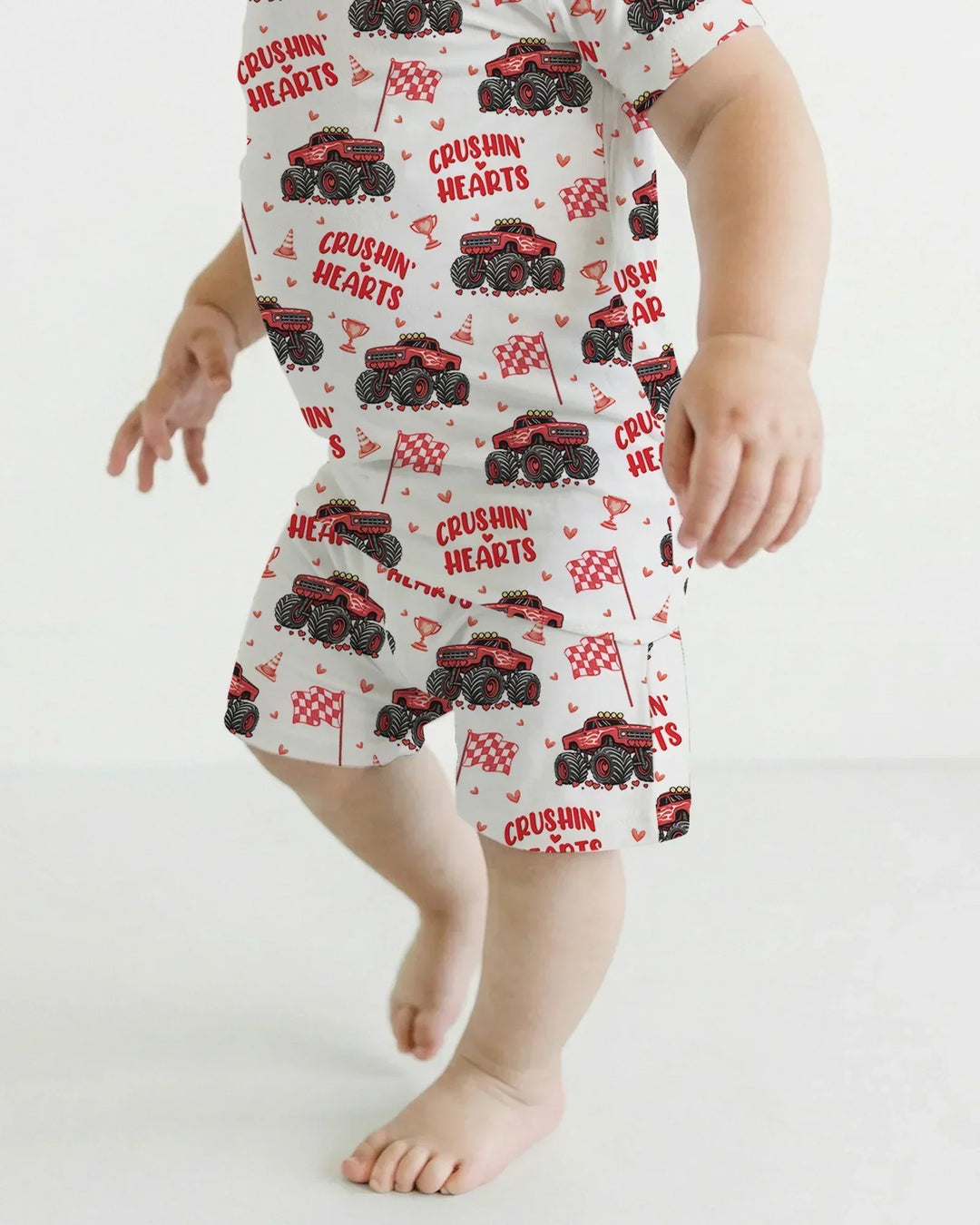 Crushin Hearts Bamboo Two Piece Short Sleeve Shorts Pajama Set