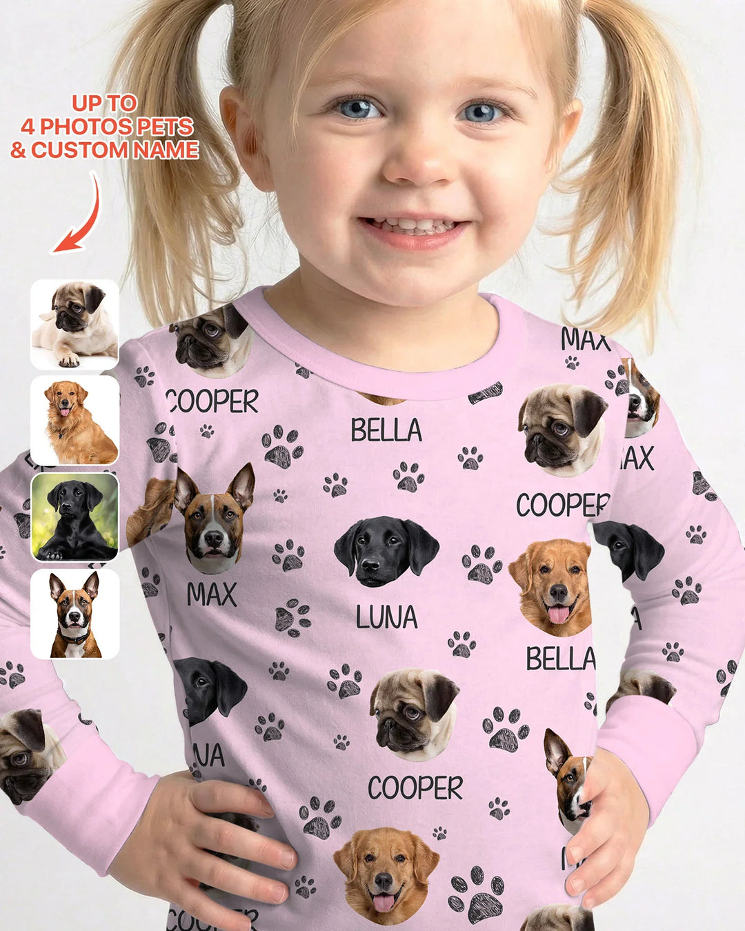 Custom Dog Photo With Paw  Bamboo Two Piece Long Sleeve Pajama Set