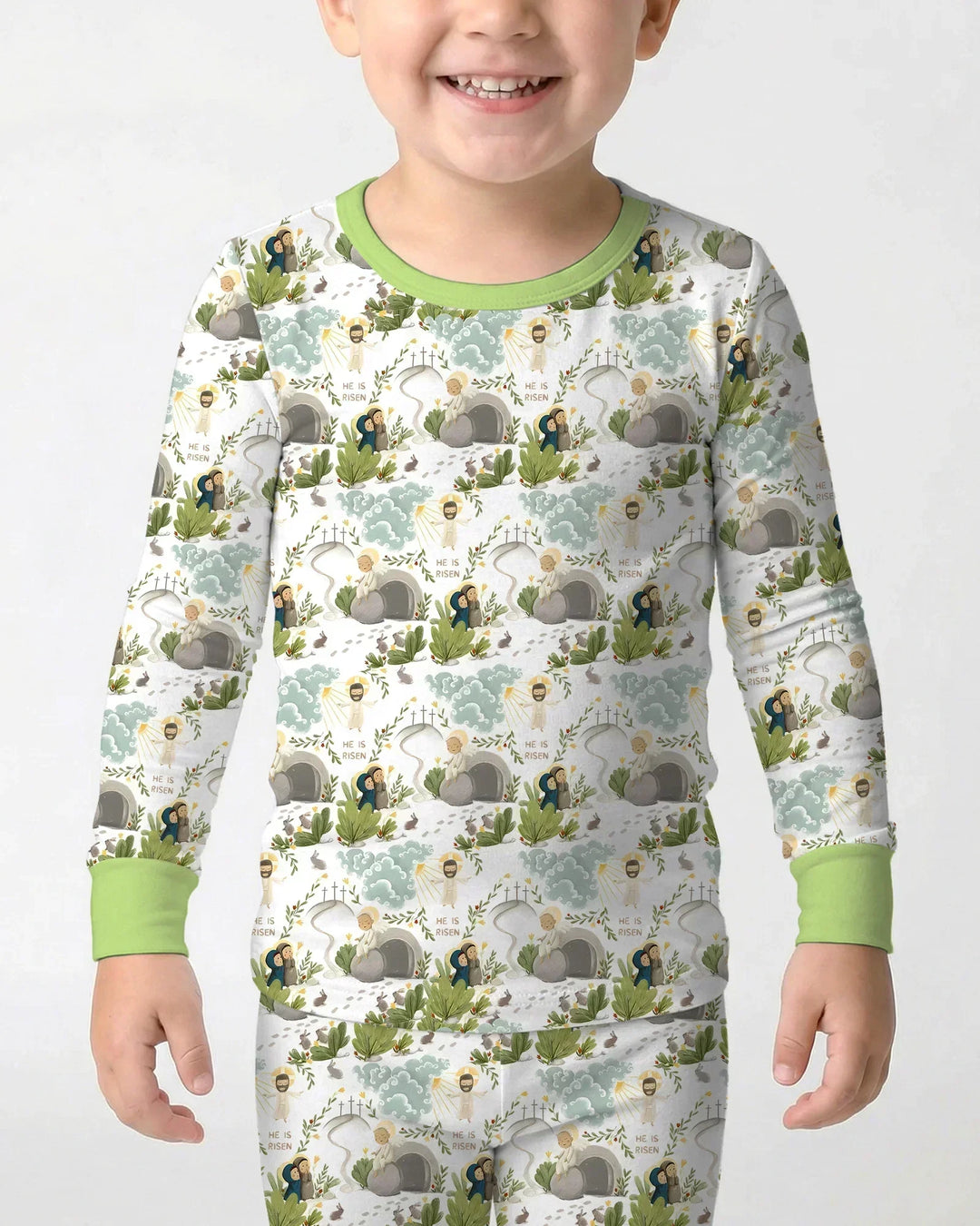 Matthew 28:1–8 He Is Risen Bamboo Two Piece Long Sleeve Pajama Set