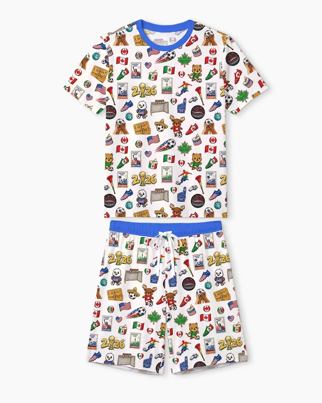 Soccer Cup 2026 Family Matching Bamboo Men Short Sleeve Short Pajama Set