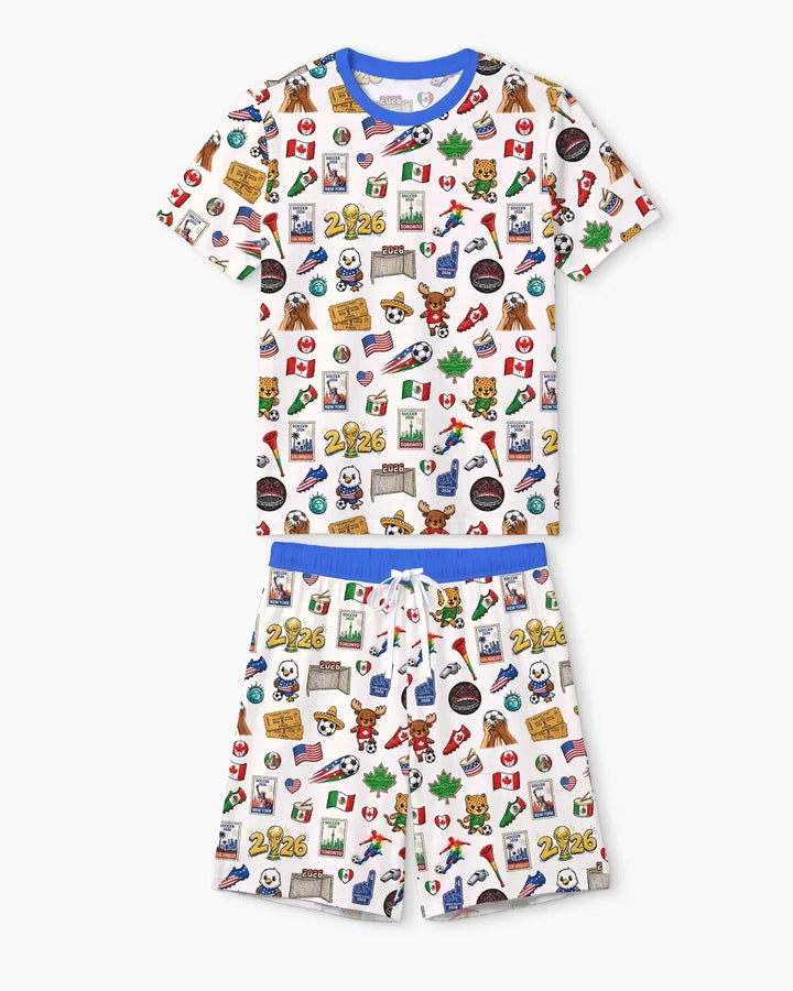 Soccer Cup 2026 Family Matching Bamboo Men Short Sleeve Short Pajama Set
