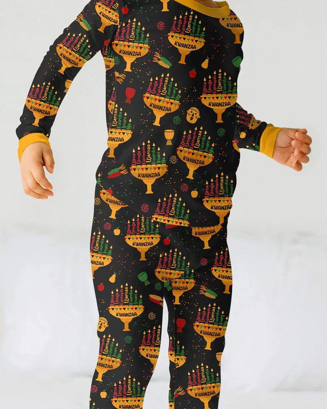 Kwanzaa Lights Bamboo Two Piece Long Sleeve Pajama Set