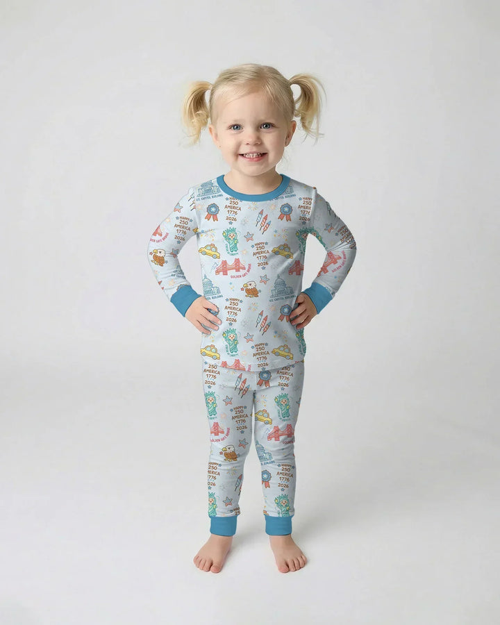 250 Years Of Freedom Bamboo Two Piece Long Sleeve Pajama Set