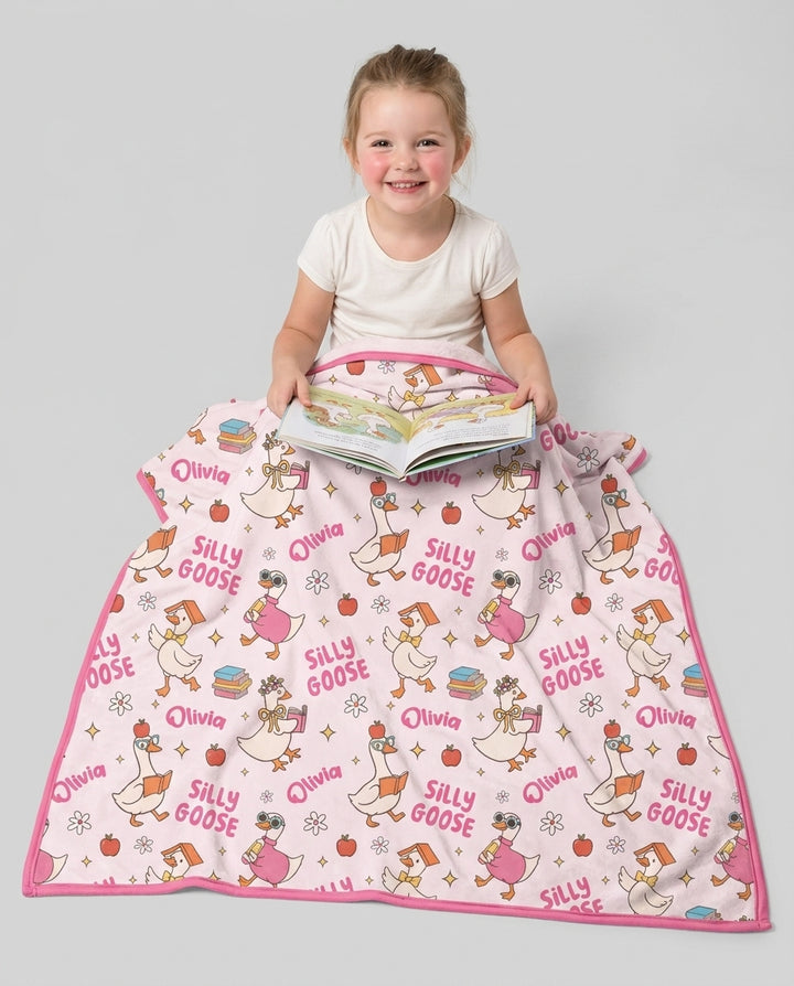 Custom Name Silly Goose Back to School Bamboo Blanket