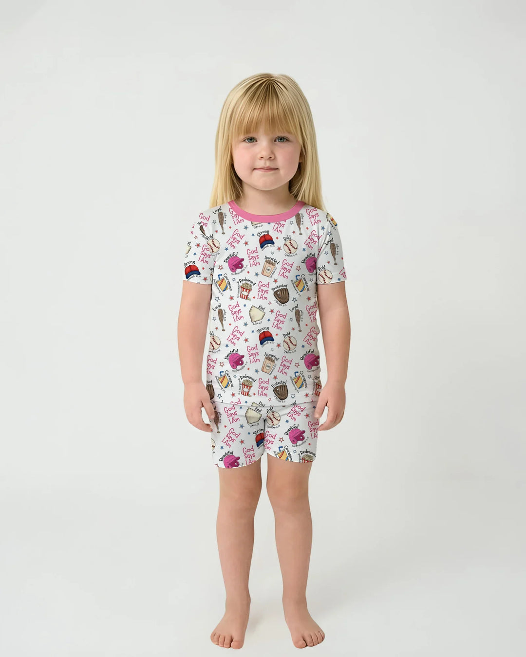Christian Baseball Bamboo Two Piece Short Sleeve Shorts Pajama Set
