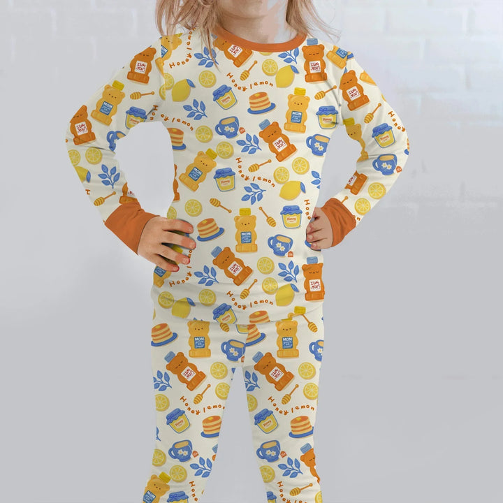 Honey Bear Bottle Bamboo Two Piece Long Sleeve Pajama Set