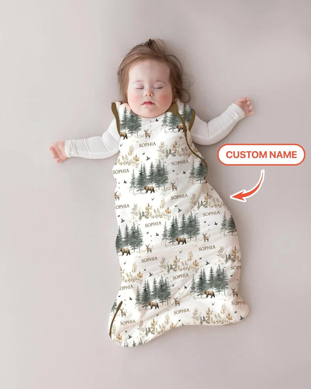 Custom Name Forest Bear Deer Bamboo Sleep Bag