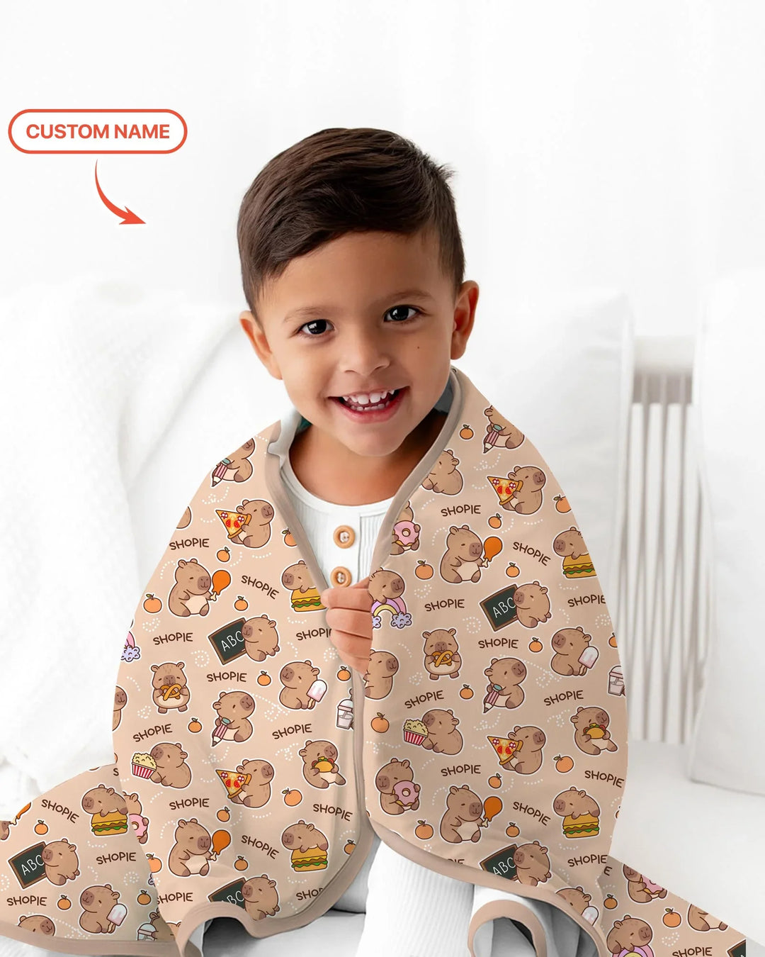 Custom Name Cute Capybara Bamboo Blanket
