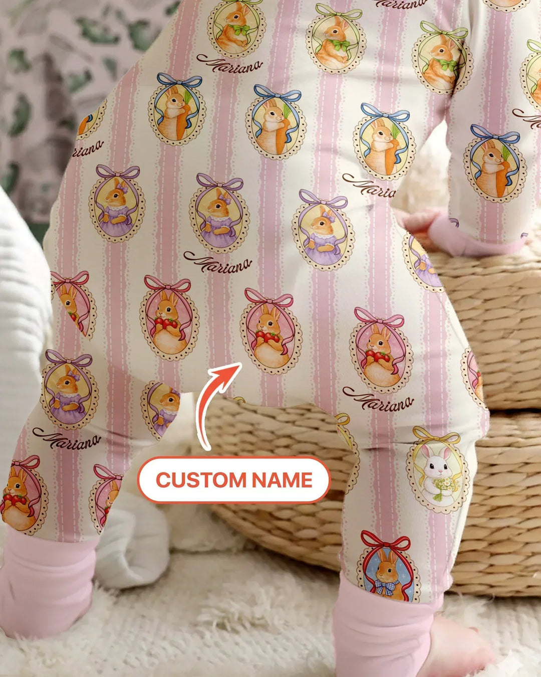 Custom Name Vintage Easter Bunny Bamboo Convertible Zippy